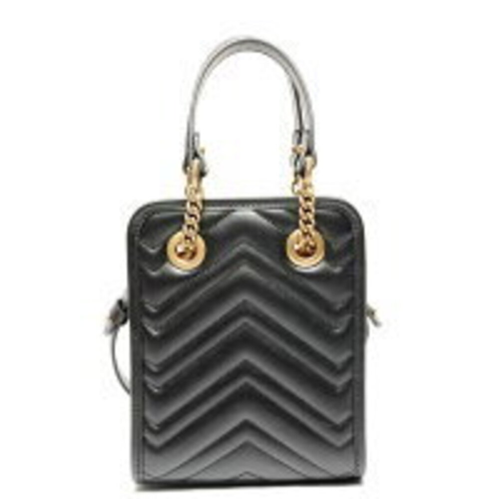 Gucci GG Marmont Tote Chain Leather Shoulder Bag Black - Picture 2 of 13